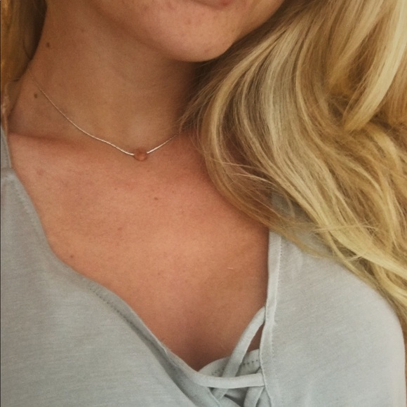 Gorgeous Handmade Peach Stone Dainty Necklace - Picture 6 of 6